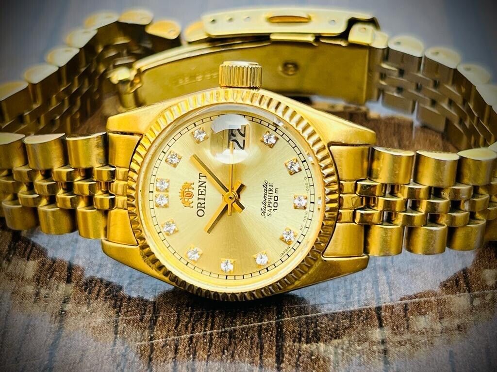 Beautiful Orient President Diamond Dial Automatic Ladies Watch 100m, Perfect - Grab A Watch Co