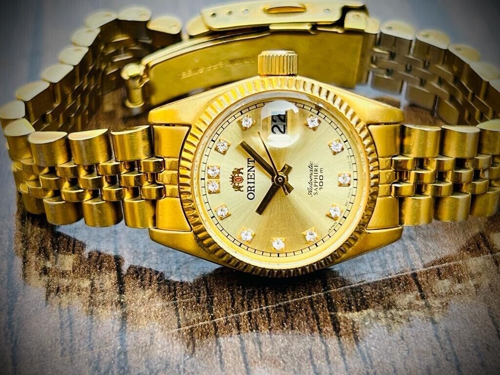 Beautiful Orient President Diamond Dial Automatic Ladies Watch 100m, Perfect - Grab A Watch Co
