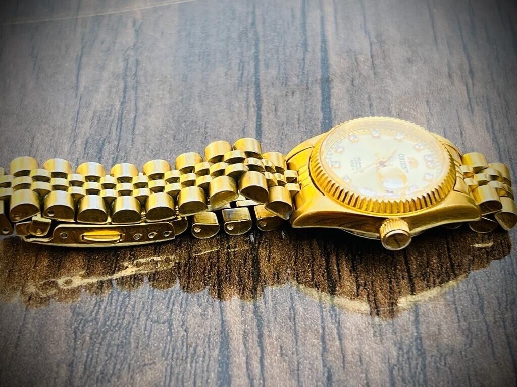 Beautiful Orient President Diamond Dial Automatic Ladies Watch 100m, Perfect - Grab A Watch Co