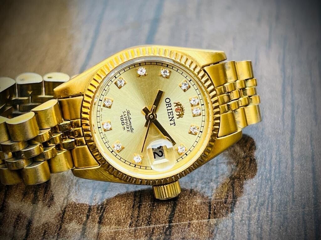 Beautiful Orient President Diamond Dial Automatic Ladies Watch 100m, Perfect - Grab A Watch Co