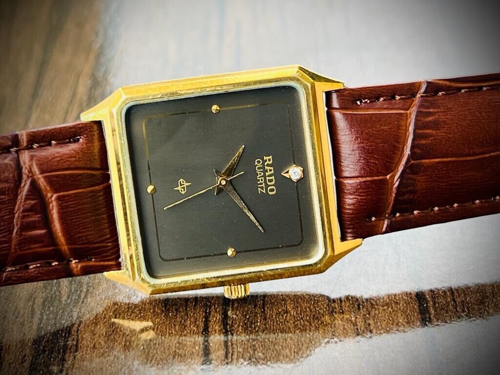 Beautiful Rado 28mm Black Diamond Dial Slim Quartz Unisex Watch Swiss - Grab A Watch Co