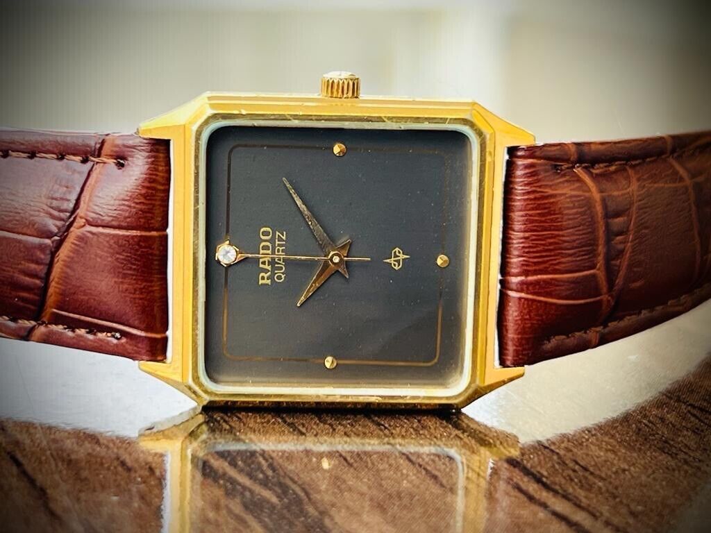 Beautiful Rado 28mm Black Diamond Dial Slim Quartz Unisex Watch Swiss - Grab A Watch Co