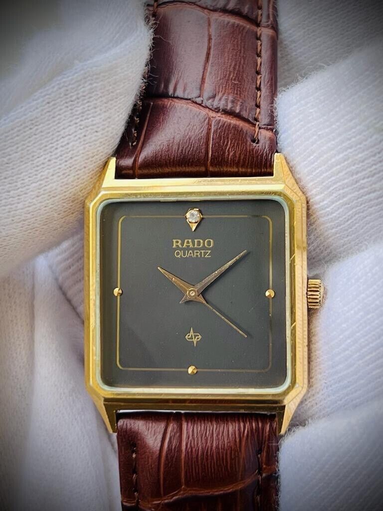 Beautiful Rado 28mm Black Diamond Dial Slim Quartz Unisex Watch Swiss - Grab A Watch Co