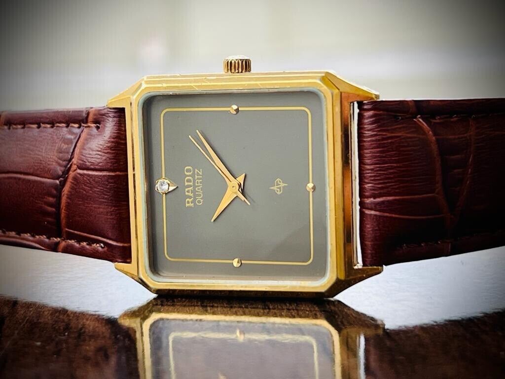 Beautiful Rado 28mm Black Diamond Dial Slim Quartz Unisex Watch Swiss - Grab A Watch Co