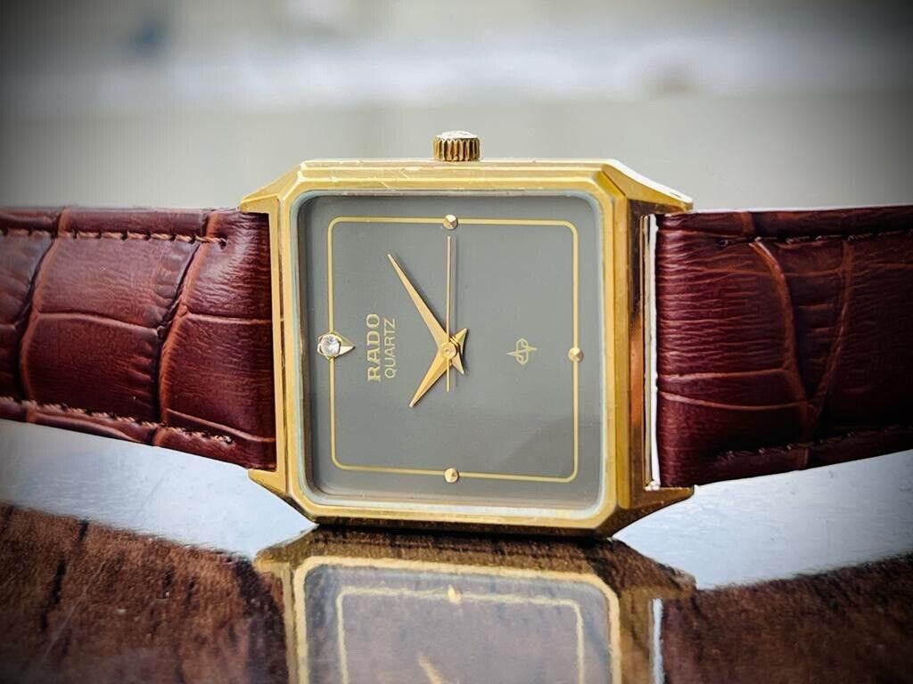 Beautiful Rado 28mm Black Diamond Dial Slim Quartz Unisex Watch Swiss - Grab A Watch Co