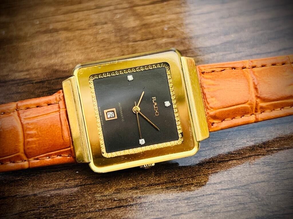 Beautiful Rado 35mm Black Diamond Dial Slim Quartz Mens Watch Swiss - Grab A Watch Co