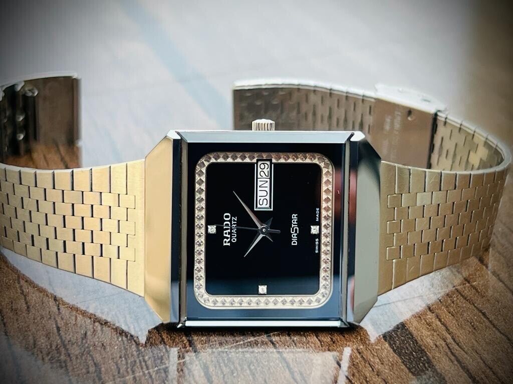 Beautiful Rado Diastar 31mm Diamond Black Dial Slim Quartz Mens Watch Swiss - Grab A Watch Co