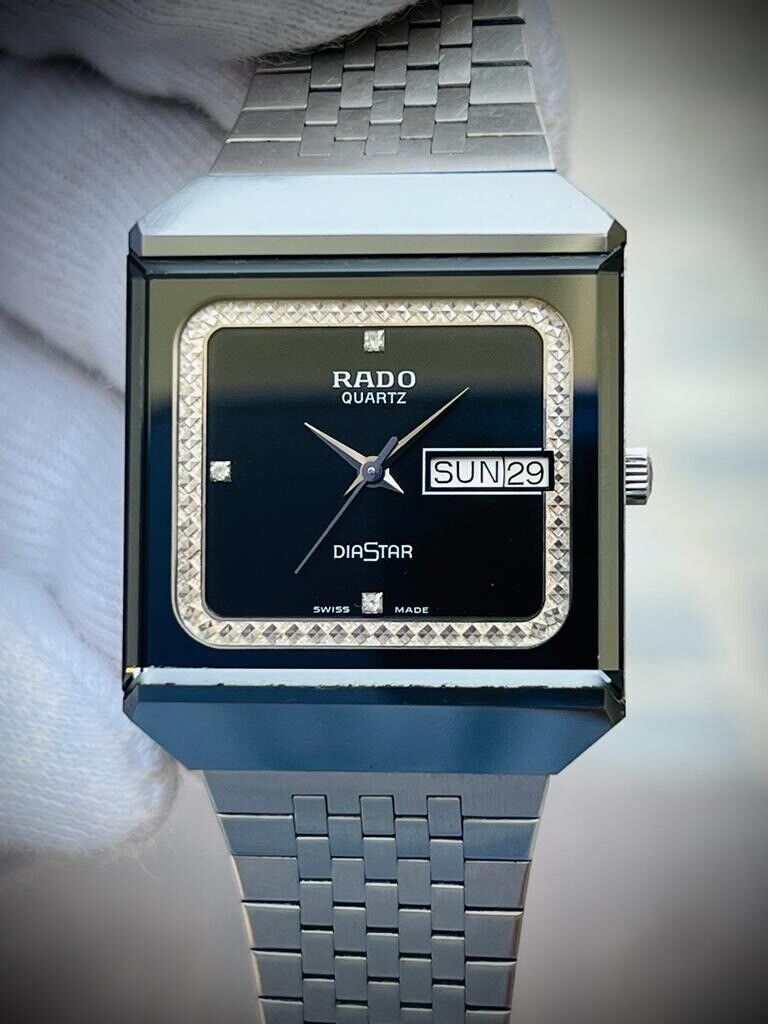 Beautiful Rado Diastar 31mm Diamond Black Dial Slim Quartz Mens Watch Swiss - Grab A Watch Co