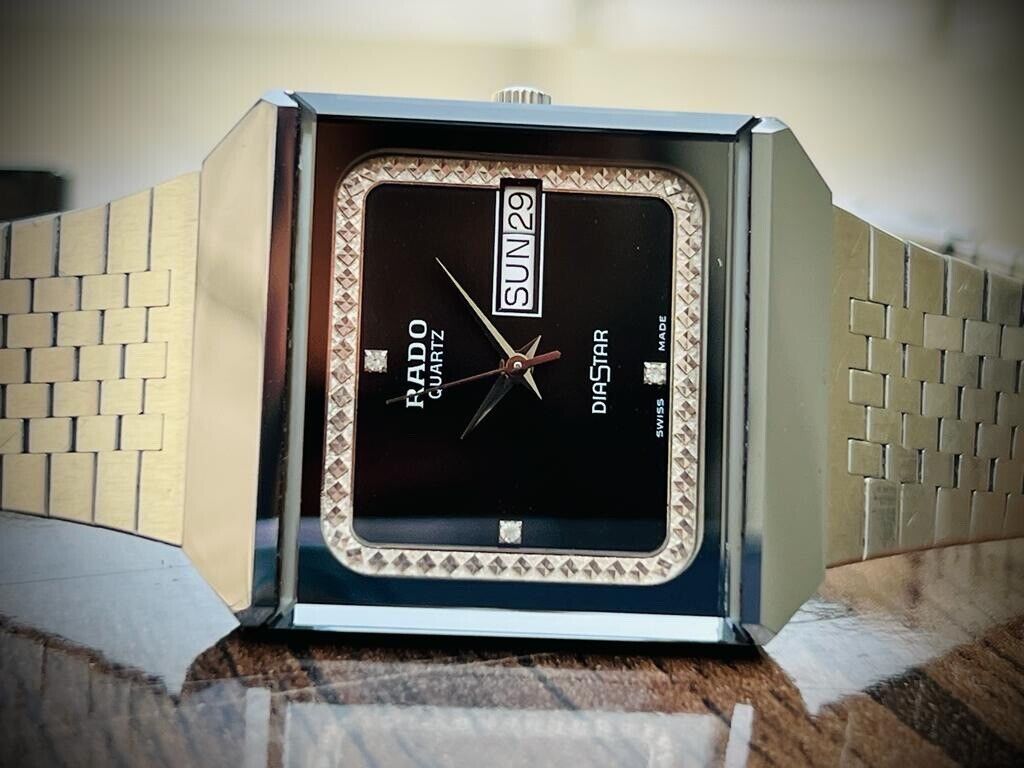 Beautiful Rado Diastar 31mm Diamond Black Dial Slim Quartz Mens Watch Swiss - Grab A Watch Co