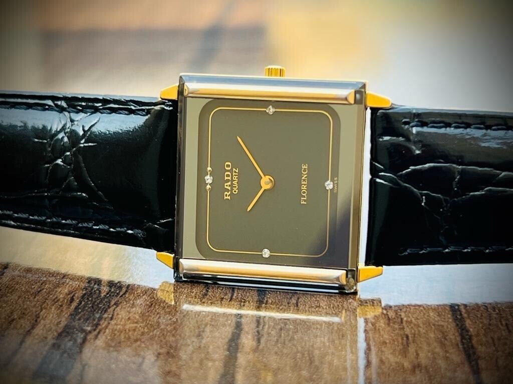 Beautiful Rado Florence 30mm Black Diamond Dial Slim Quartz Unisex Watch Swiss - Grab A Watch Co