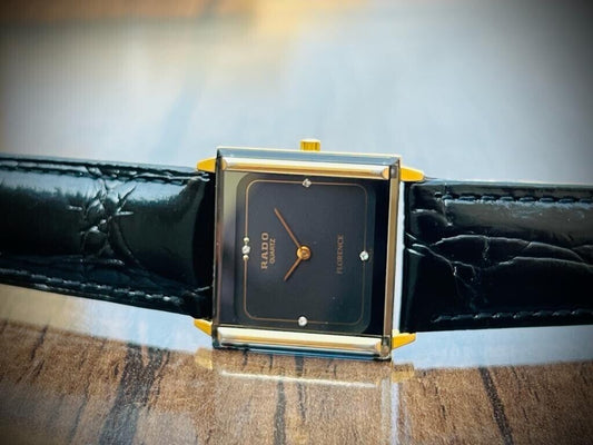 Beautiful Rado Florence 30mm Black Diamond Dial Slim Quartz Unisex Watch Swiss - Grab A Watch Co