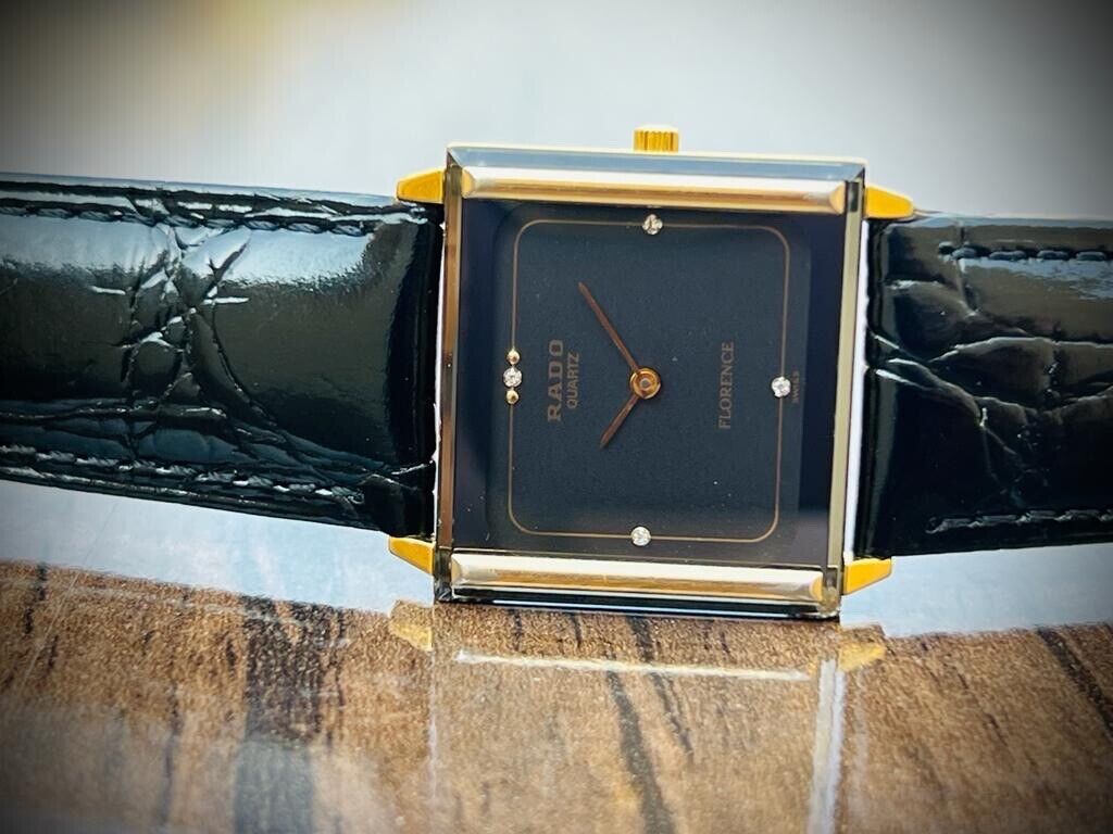 Beautiful Rado Florence 30mm Black Diamond Dial Slim Quartz Unisex Watch Swiss - Grab A Watch Co