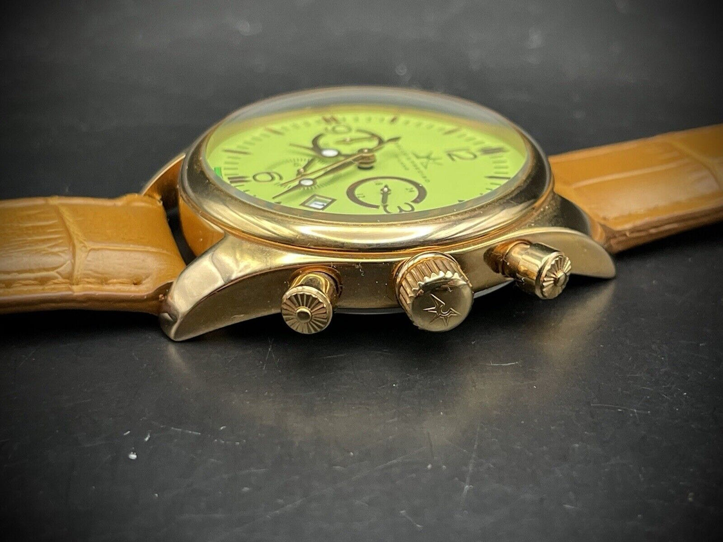 Bello & Preciso Milano Italain Mens Watch Chronograph Green Dial NOS Quartz 40mm - Grab A Watch Co