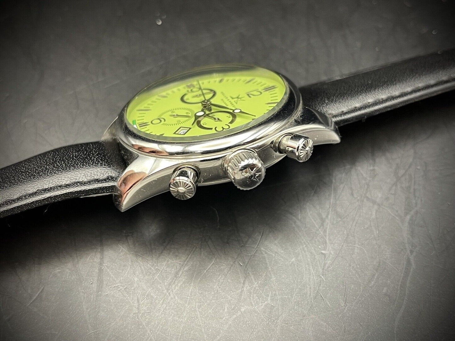 Bello & Preciso Milano Italain Mens Watch Chronograph Green NOS Quartz 40mm - Grab A Watch Co