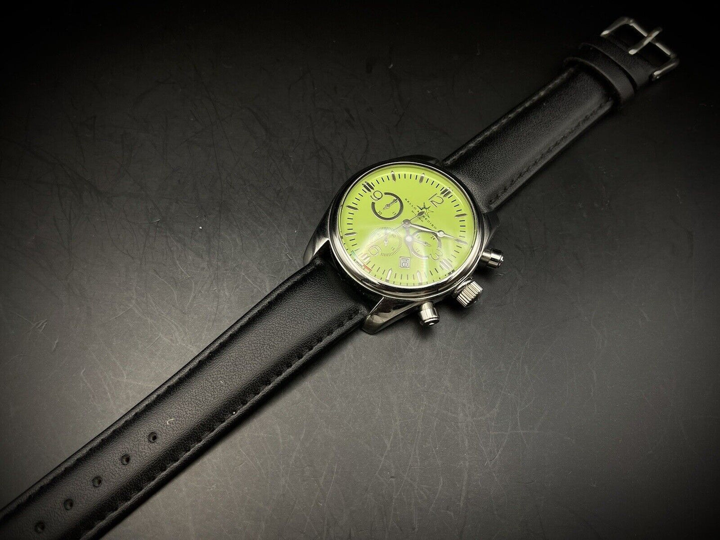 Bello & Preciso Milano Italain Mens Watch Chronograph Green NOS Quartz 40mm - Grab A Watch Co