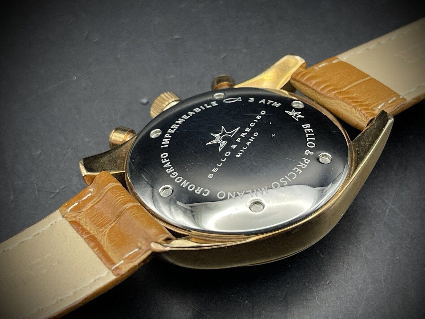 Bello & Preciso Milano Italain Mens Watch Chronograph Grey Dial NOS Quartz 40mm - Grab A Watch Co