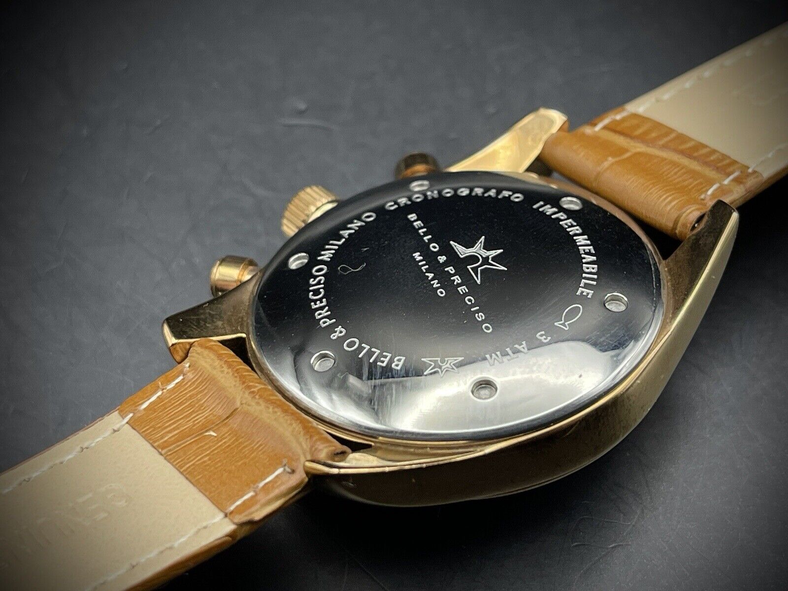 Bello & Preciso Milano Italain Mens Watch Chronograph Pink Dial NOS Quartz 40mm - Grab A Watch Co