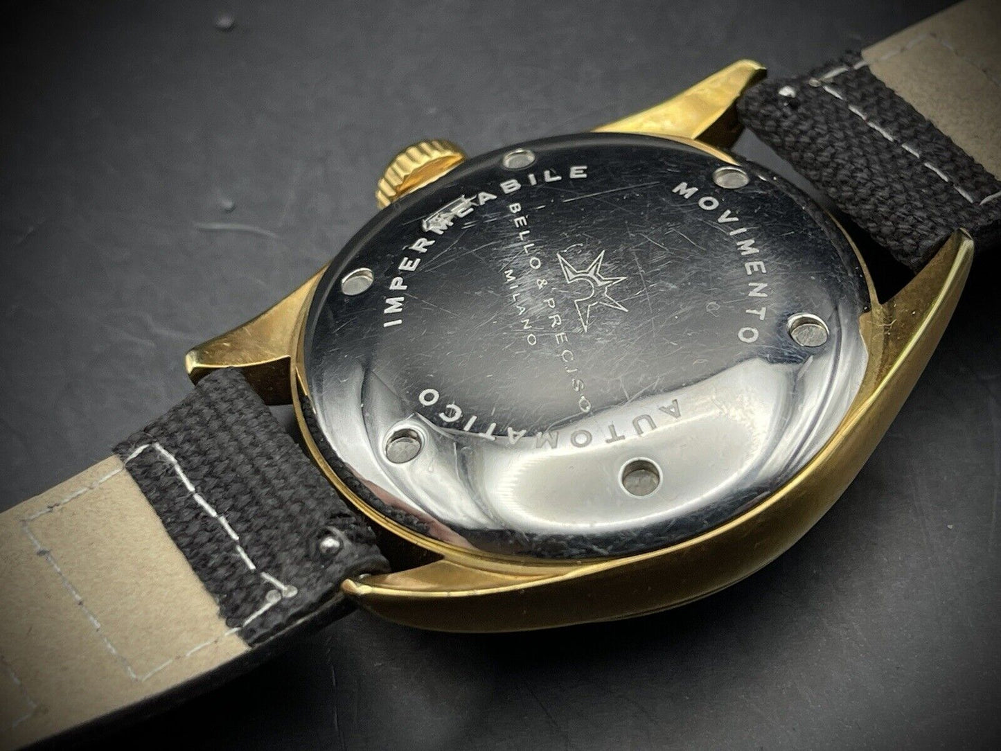 Bello & Preciso Milano Italain Mens Watch NOS Black Dial Automatic 43mm - Grab A Watch Co