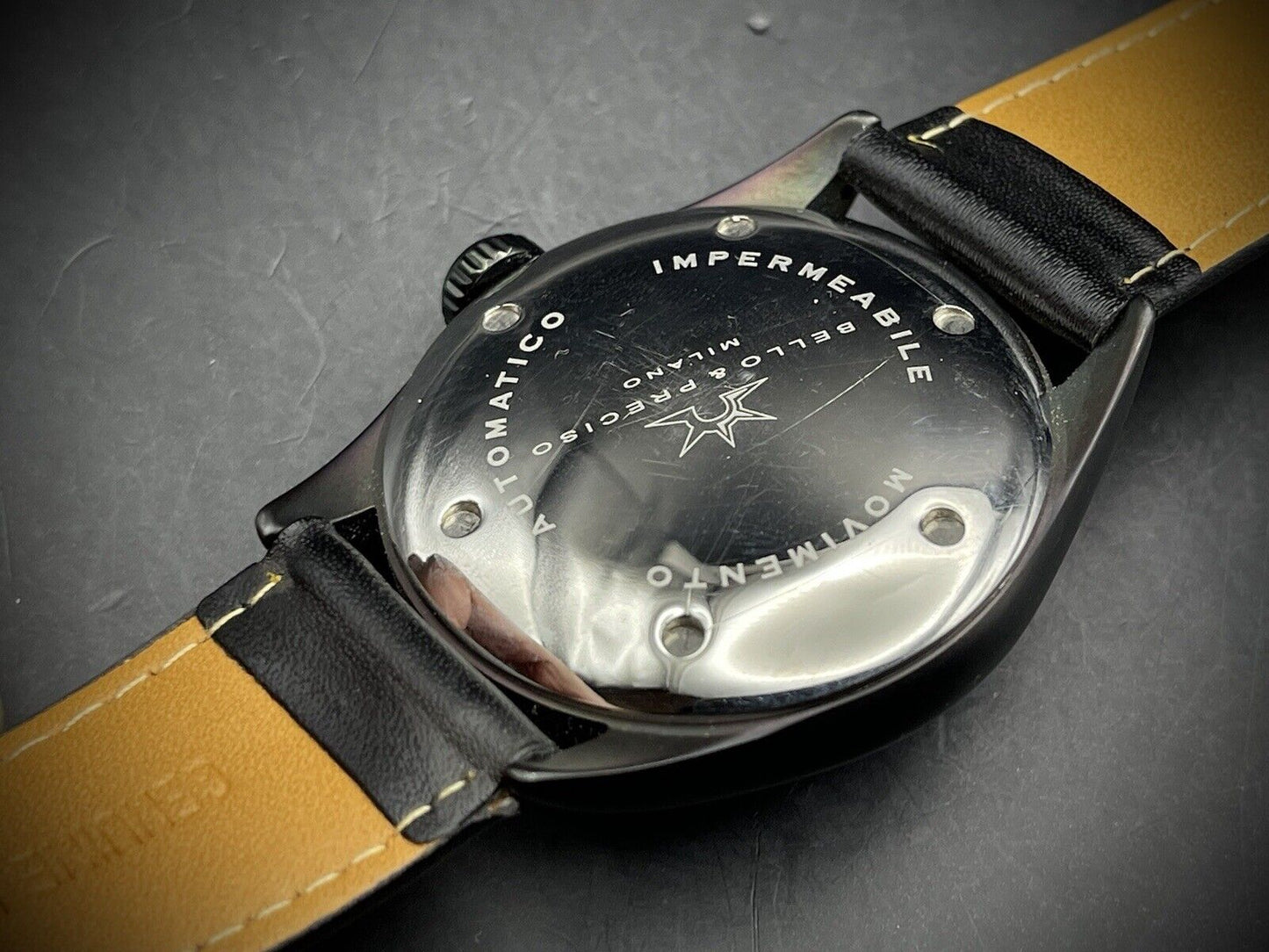 Bello & Preciso Milano Italain Mens Watch NOS Black Dial Automatic 43mm - Grab A Watch Co