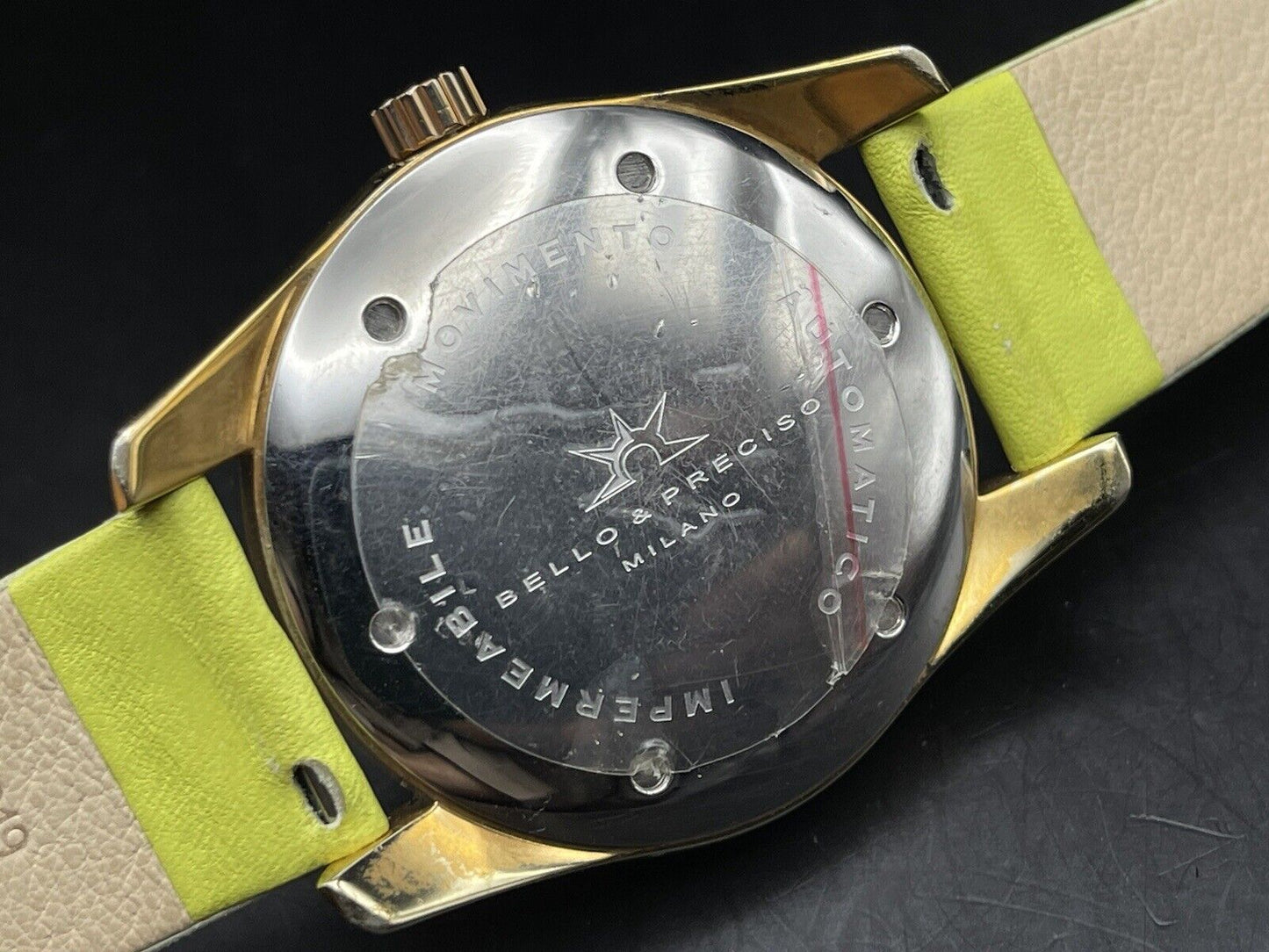 Bello & Preciso Milano Italain Mens Watch NOS Green Apple Dial Automatic 40mm - Grab A Watch Co