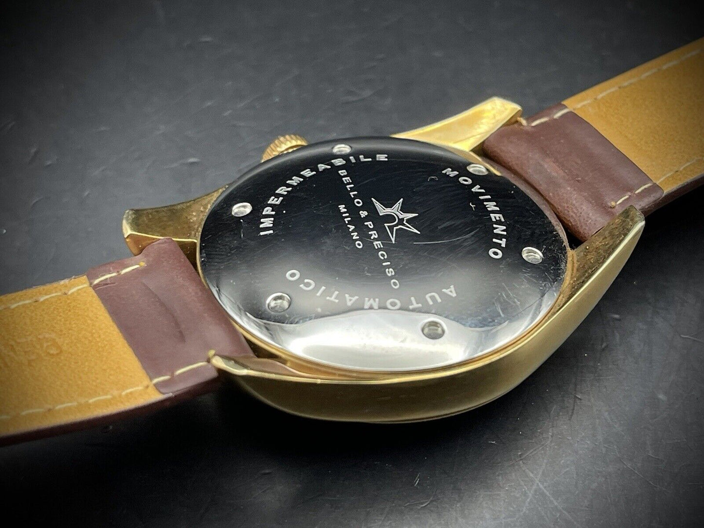 Bello & Preciso Milano Italain Mens Watch NOS Red Dial Automatic 40mm - Grab A Watch Co