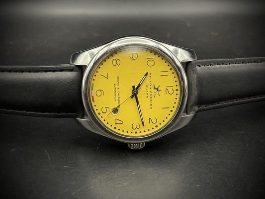 Bello & Preciso Milano Italain Mens Watch NOS Yellow Dial Automatic 40mm - Grab A Watch Co