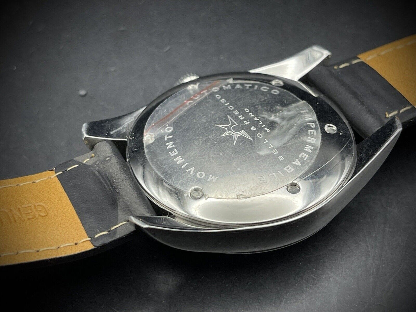 Bello & Preciso Milano Italain Mens Watch NOS Yellow Dial Automatic 40mm - Grab A Watch Co