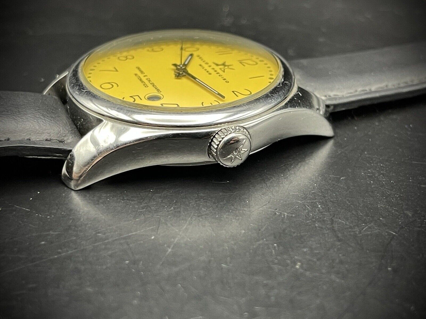 Bello & Preciso Milano Italain Mens Watch NOS Yellow Dial Automatic 40mm - Grab A Watch Co