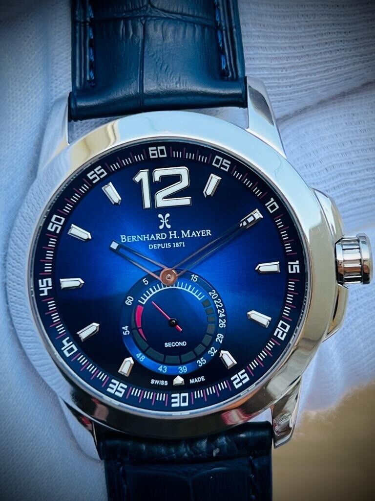 Bernhard H. Mayer Blue Drift Glider Quartz Gents Watch, Perfect, 45mm - Grab A Watch Co