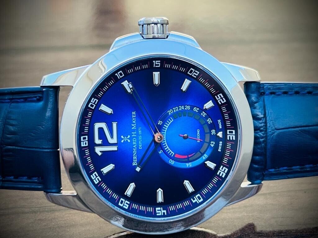 Bernhard H. Mayer Blue Drift Glider Quartz Gents Watch, Perfect, 45mm - Grab A Watch Co