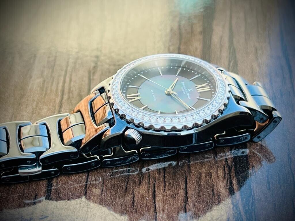Bernhard H. Mayer La Vida MOP Dial Diamond Bezel Black Ceremic Mens Watch 38mm - Grab A Watch Co
