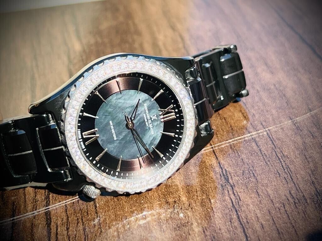 Bernhard H. Mayer La Vida MOP Dial Diamond Bezel Black Ceremic Mens Watch 38mm - Grab A Watch Co