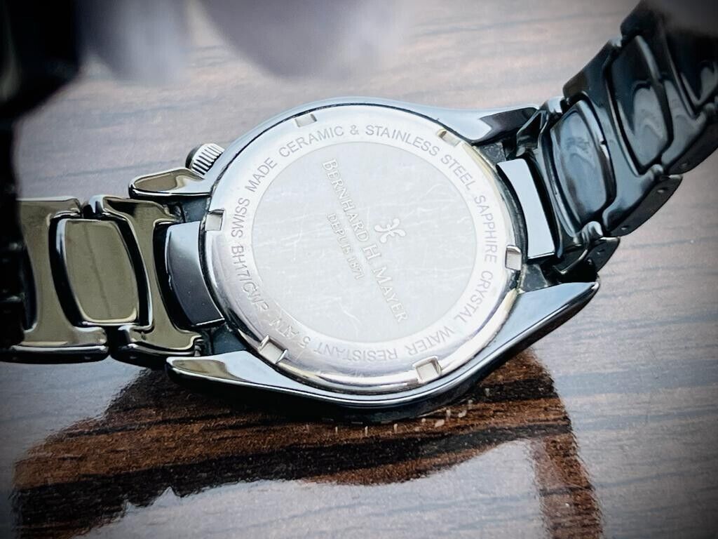 Bernhard H. Mayer La Vida MOP Dial Diamond Bezel Black Ceremic Mens Watch 38mm - Grab A Watch Co