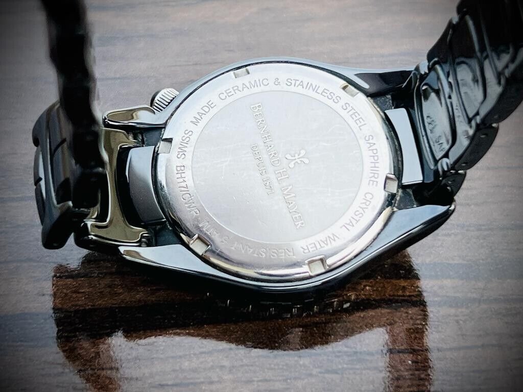 Bernhard H. Mayer La Vida MOP Dial Diamond Bezel Black Ceremic Mens Watch 38mm - Grab A Watch Co
