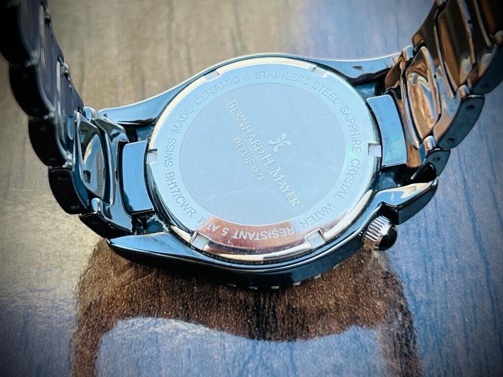 Bernhard H. Mayer La Vida MOP Dial Diamond Bezel Black Ceremic Mens Watch 38mm - Grab A Watch Co