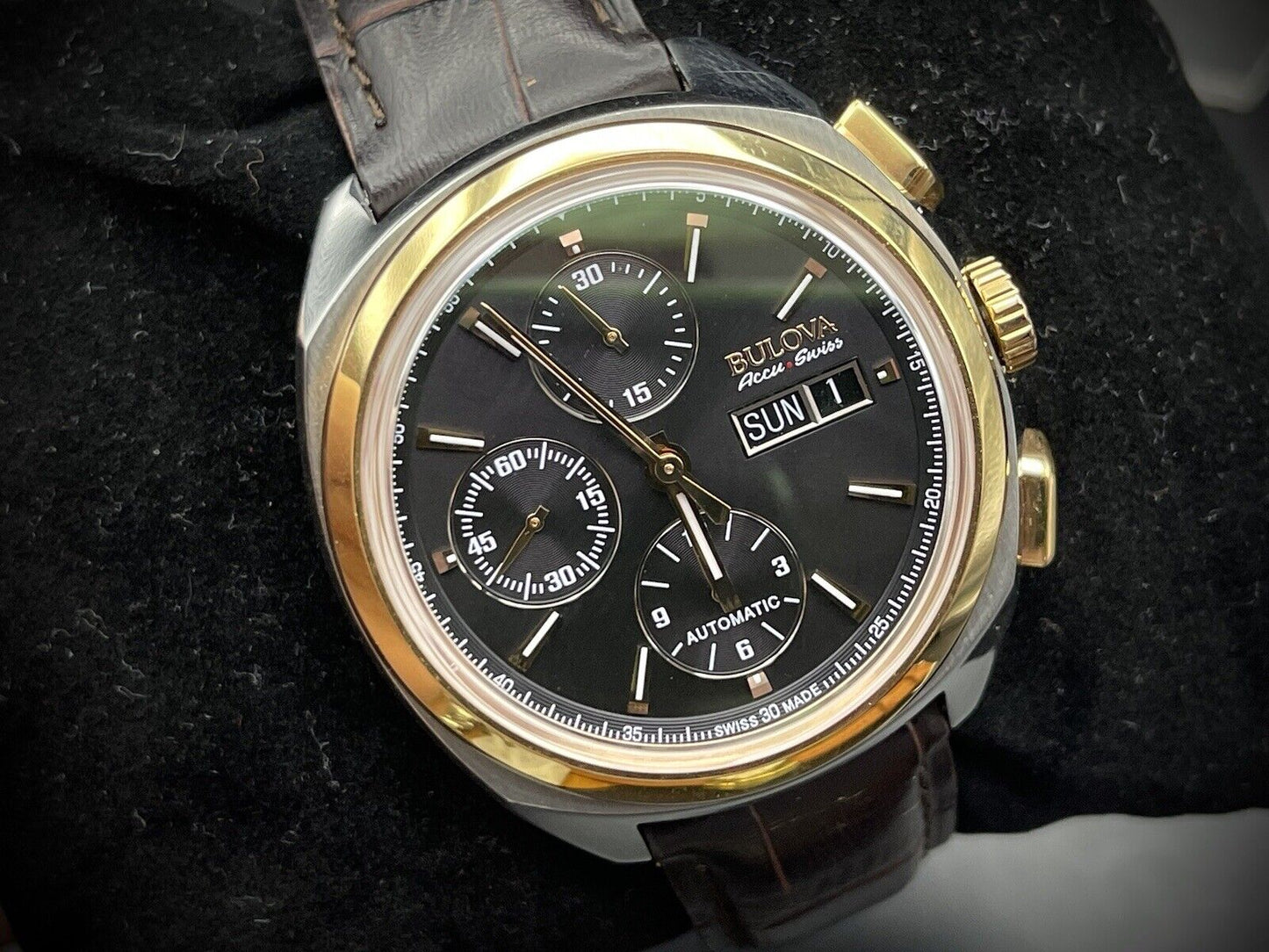 Bulova Accutron Accu-Swiss Automatic Chronograph Mens Watch With Cards RRP £2500 - Grab A Watch Co
