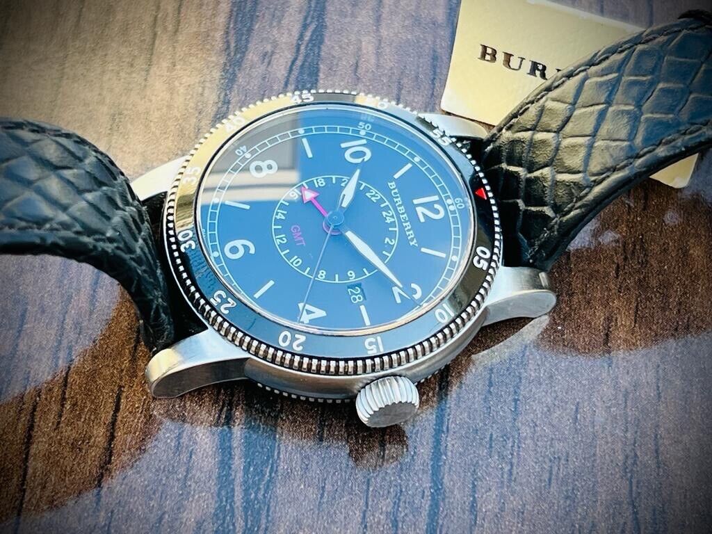 Burberry GMT Black Dial 100m Quartz 42mm Mens Watch, BU7854 Swiss Box&Papers - Grab A Watch Co