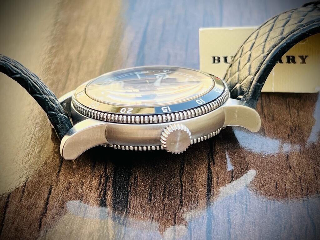 Burberry GMT Black Dial 100m Quartz 42mm Mens Watch, BU7854 Swiss Box&Papers - Grab A Watch Co