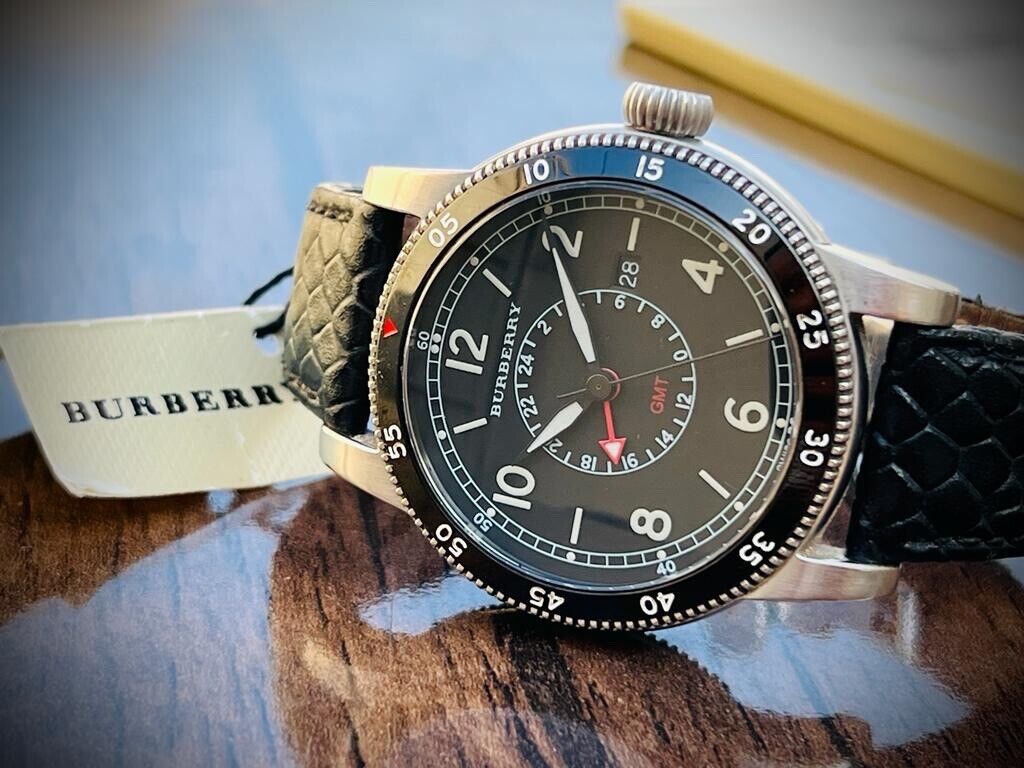 Burberry GMT Black Dial 100m Quartz 42mm Mens Watch, BU7854 Swiss Box&Papers - Grab A Watch Co