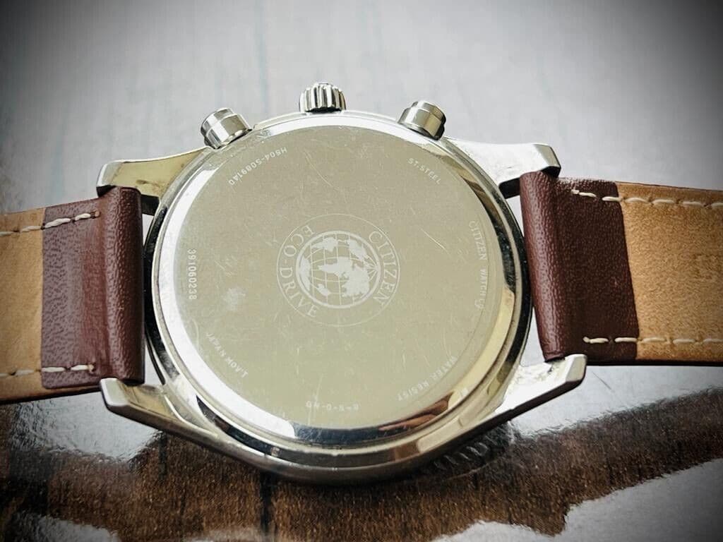 Citizen Eco Drive Chronograpgh Mother Of Pearl Dial Mens Watch 40mm, Rare - Grab A Watch Co