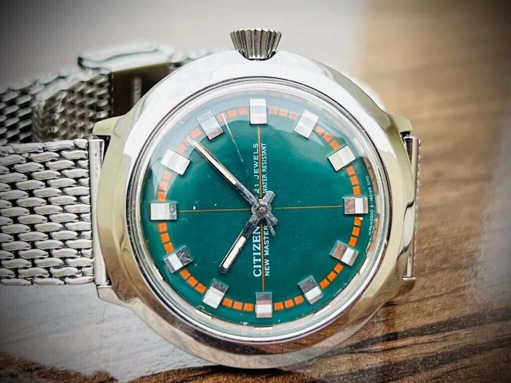 Citizen New Master Automatic Rare Green Dial 21 Jewels 40mm Made in Japan - Grab A Watch Co