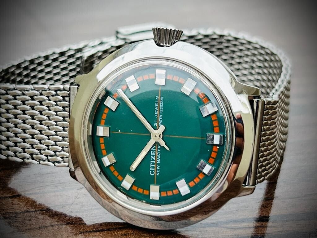 Citizen New Master Automatic Rare Green Dial 21 Jewels 40mm Made in Japan - Grab A Watch Co