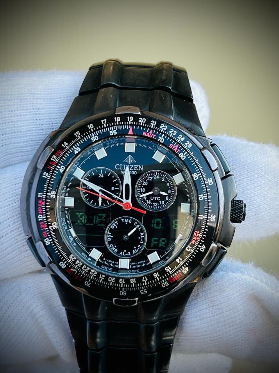 Citizen Promaster Nighthawk Black/Steel Dual Timer Digital 40mm Mens Watch RARE - Grab A Watch Co
