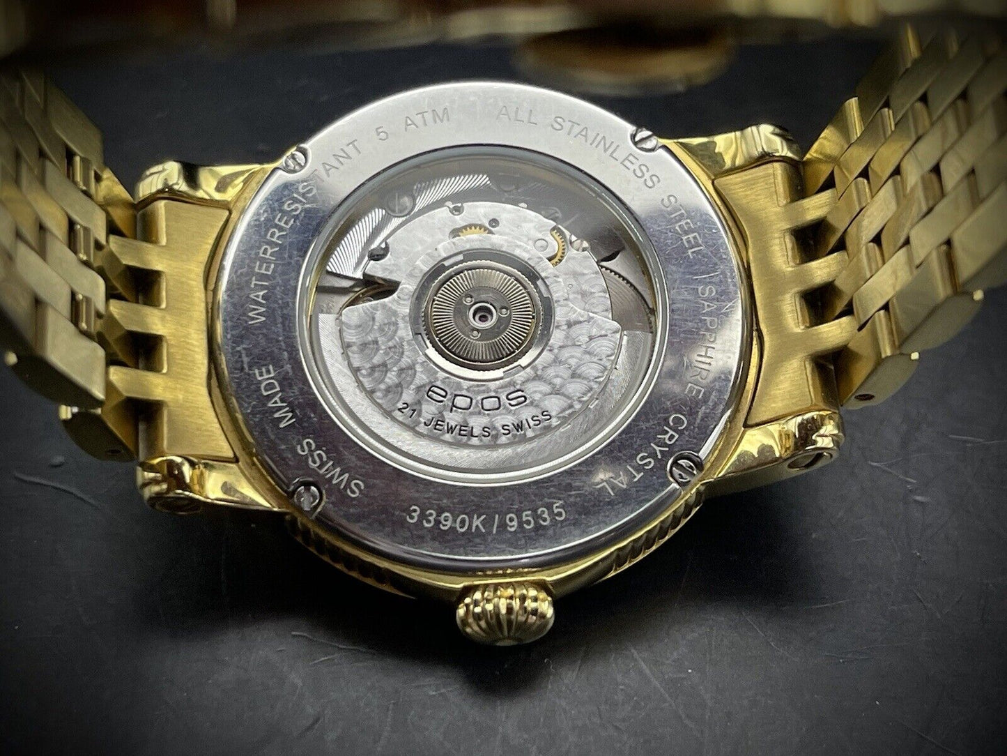 Epos 24H Star Dial Gold Automatic 41mm Mens Watch, 3390, Swiss Made - Grab A Watch Co