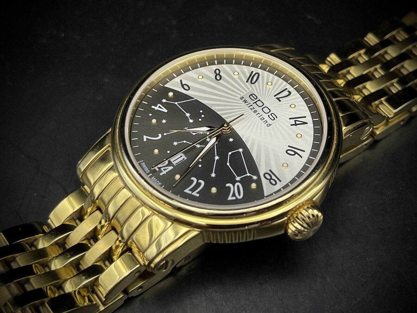 Epos 24H Star Dial Gold Automatic 41mm Mens Watch, 3390, Swiss Made - Grab A Watch Co