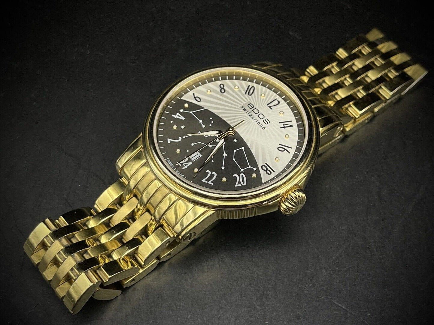 Epos 24H Star Dial Gold Automatic 41mm Mens Watch, 3390, Swiss Made - Grab A Watch Co