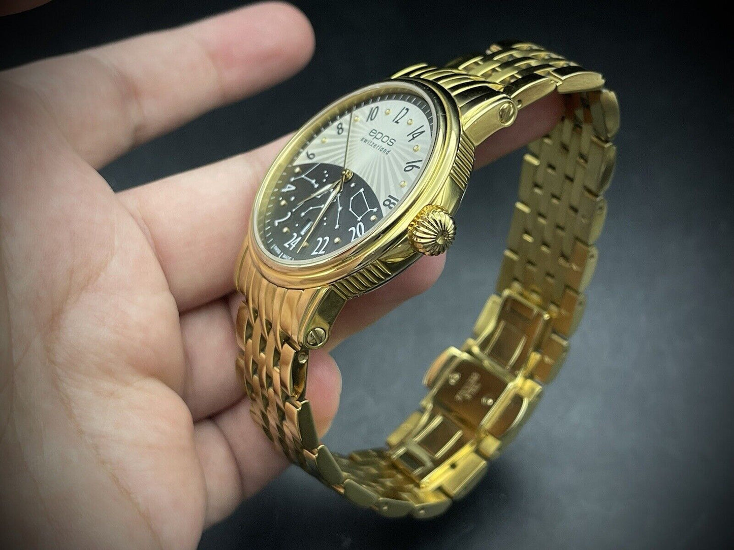 Epos 24H Star Dial Gold Automatic 41mm Mens Watch, 3390, Swiss Made - Grab A Watch Co