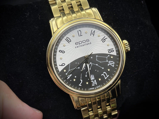 Epos 24H Star Dial Gold Automatic 41mm Mens Watch, 3390, Swiss Made - Grab A Watch Co