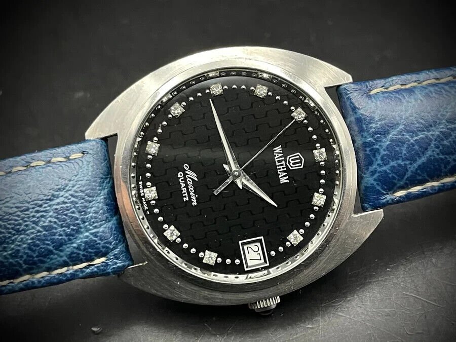 Genuine Waltham Maxim Diamond Dial Quartz 35mm Gents Watch, Swiss made, NOS - Grab A Watch Co