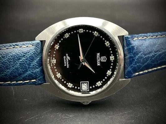 Genuine Waltham Maxim Diamond Dial Quartz 35mm Gents Watch, Swiss made, NOS - Grab A Watch Co